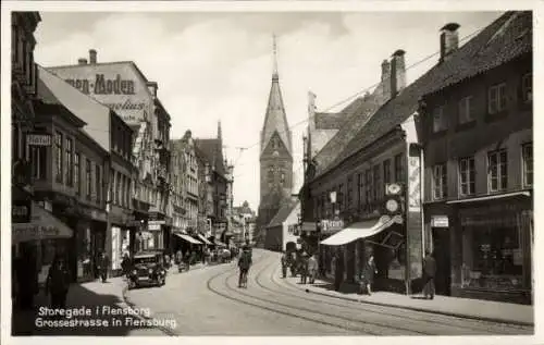 Ak Flensburg in Schleswig Holstein, Storegade, Große Straße, Hotel Viktoria