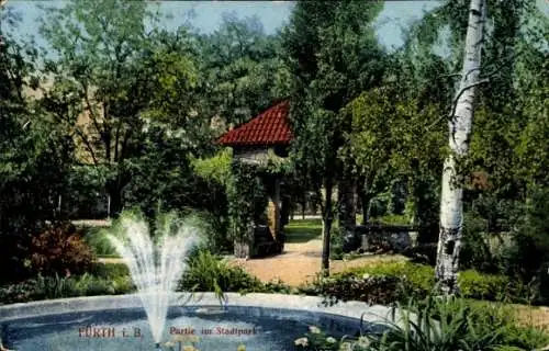 Ak Fürth in Bayern, Stadtpark, Fontäne