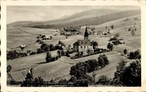 Ak Kłodzko Glatz Schlesien, Grunwald, Gesamtansicht, Kirche