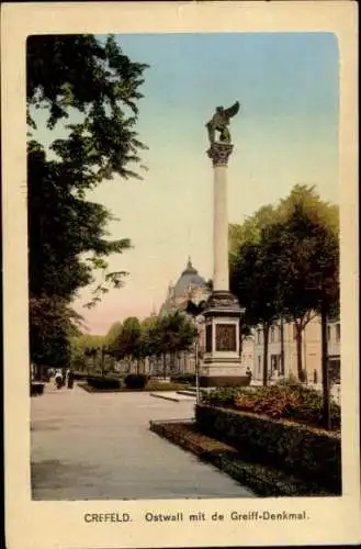 Ak Krefeld am Niederrhein, Ostwall, de Greiff-Denkmal