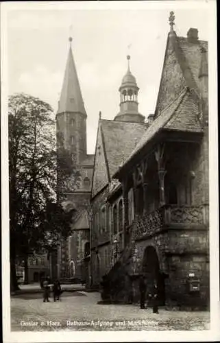 Ak Goslar am Harz, Rathaus-Aufgang, Marktkirche