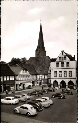 Ak Werne Lippe, Marktplatz, Konsum, Parkplatz