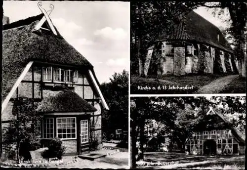 Ak Bispingen in der Lüneburger Heide, Lönsklause, Fachwerkhaus, Bauernhaus, Kirche