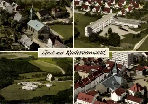 Ak Radevormwald Bergisches Land, Teilansichten, Luftbild, Kirche, Buchhandlung Heinz Konze