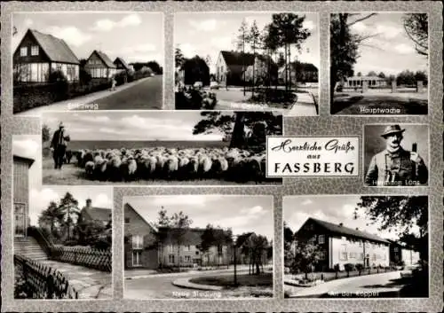 Ak Faßberg Lüneburger Heide, Erikaweg, Hermann Löns, Schafherde, Hauptwache