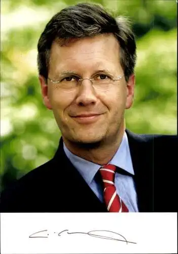 Ak Politiker Christian Wulff, Bundespräsident, Portrait, Autogramm