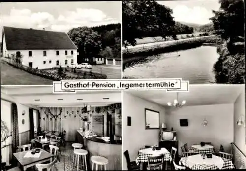 Ak Krummenerl Meinerzhagen im Sauerland, Gasthof Pension Ingemertermühle, Außenansicht, Speiseraum