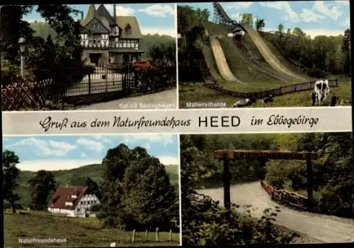 Ak Meinerzhagen im Sauerland, Heed, Ebbegebirge, Schloss Badinghagen, Mattenschanze