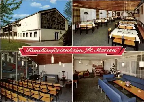 Ak Kirchhundem im Sauerland, Familienferienheim St. Marien, Außenansicht, Speiseraum, Kapelle