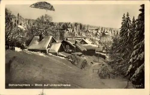 Ak Schierke Wernigerode im Harz, Unterschierke, Teilansicht, Winter