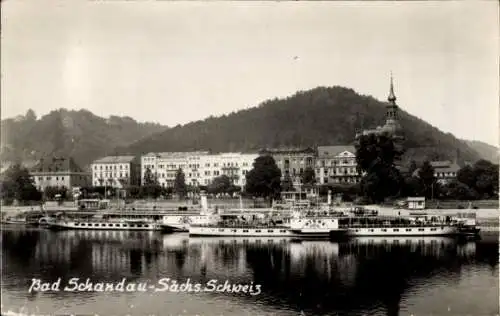 Ak Bad Schandau Sächs. Schweiz, Dampfer Riesa und Leipzig auf der Elbe