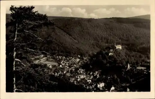 Ak Schwarzburg in Thüringen, Blick vom Trippstein, Gesamtansicht