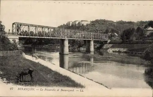 Ak Besançon Doubs, La Passerelie et Beauregard