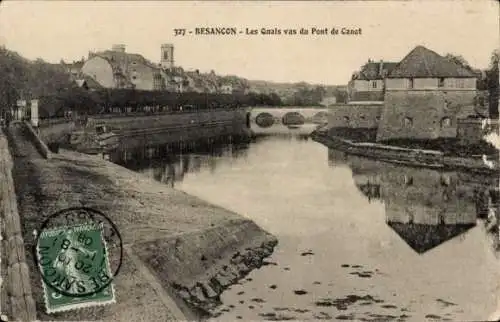 Ak Besançon Doubs, Les Quais vus du Pont de Canot