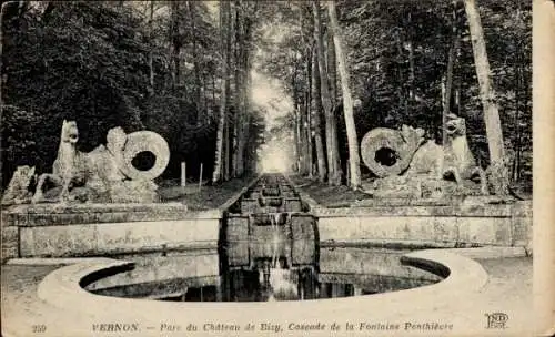 Ak Vernon Eure, Parc du Chateau de Bizy, Cascade de la Fontaine Penthievre