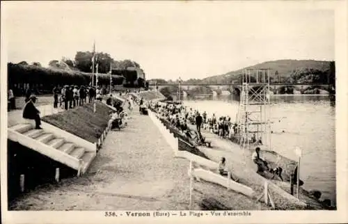 Ak Vernon Eure, Strand, Brücke