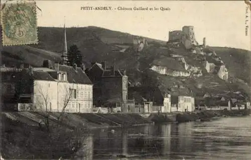 Ak Petit Andely Eure, Chateau Gaillard, Quais