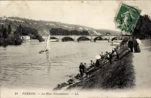 Ak Vernon Eure, Rivers Poissonneuses, Brücke