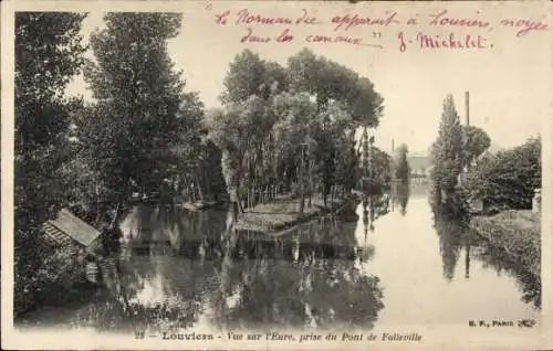 Ak Louviers Eure, Flussblick, prise du Pont de Folleville