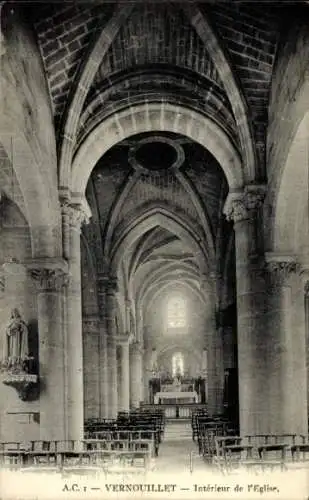 Ak Vernouillet Yvelines, Eglise, Interieur