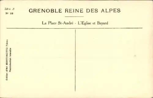 Ak Grenoble Isère, La Place St-Andre, L'Eglise et Bayard