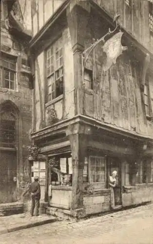 Ak Rouen Seine Maritime, Le logis de Georges de Hautot, Rue Saint-Romain