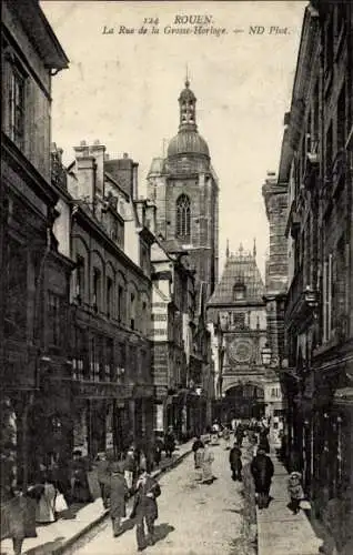 Ak Rouen Seine Maritime, La Rue de la Grosse-Horloge