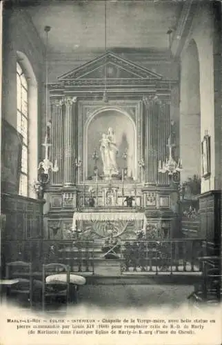 Ak Marly le Roi Yvelines, Eglise, Interieur, Chapelle de la Vierge-mere avec belle statue