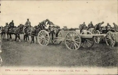 AK Französische Artillerie in Belgien, I WK