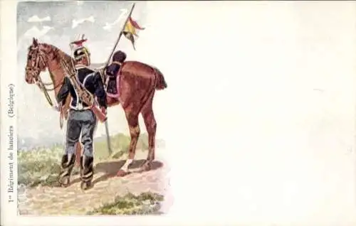 Künstler Ak Geens, Louis, 1. Ulanenregiment, Belgien