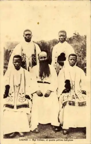 Ak Loango Französisch Kongo, Missionar Friteau, afrikanischer Priester