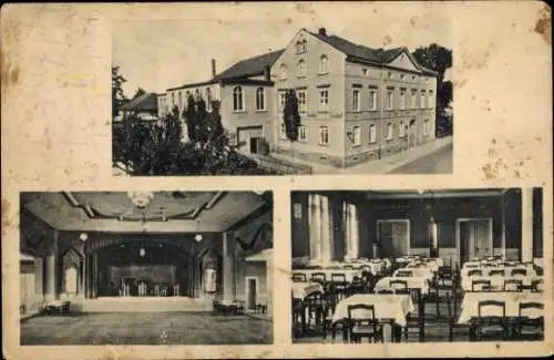 Ak Großröhrsdorf Sachsen, Außenansicht Niedergasthof, Saal, Bühne