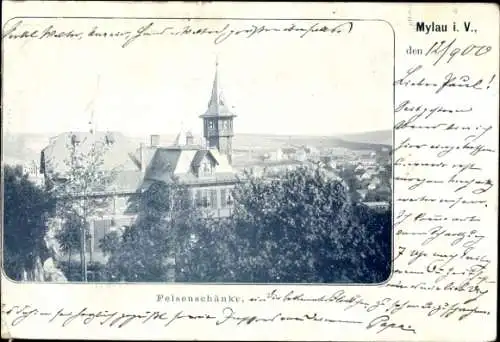 Ak Mylau Reichenbach im Vogtland, Felsenschänke