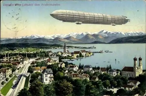 Ak Zeppelin Luftschiff über Friedrichshafen