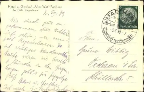 Ak Farchant Oberbayern, Hotel und Gasthof "Alter Wirt"