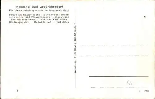 Ak Großröhrsdorf in der Oberlausitz Sachsen, Massenei-Bad, Schwimmbassin