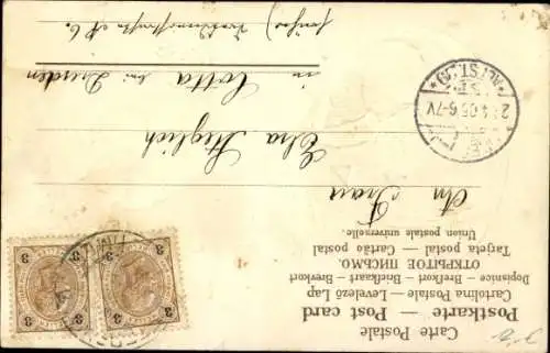 Präge Litho Glückwunsch Ostern, Osterhase, Kind im Ei, Weidenkätzchen