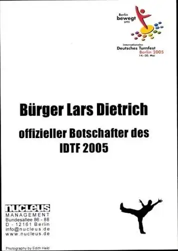 Ak Sportler Lars Dietrich, Portrait, Barren, Deutsches Turnfest Berlin 2005, Autogramm