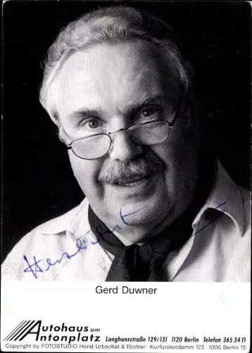 Ak Schauspieler Gerd Duwner, Portrait, Autogramm, Theaterereignis Jedermann
