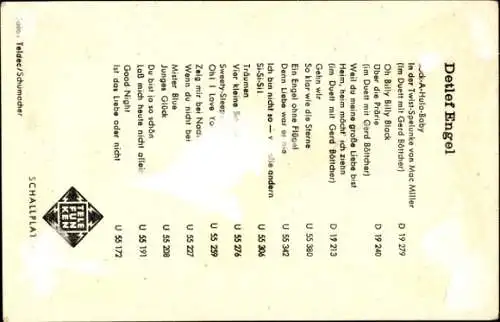 Ak Sänger Detlef Engel, Portrait, Autogramm