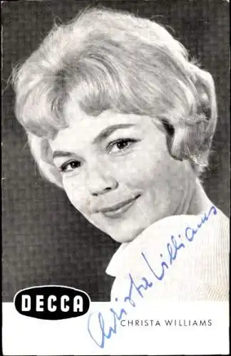 Ak Sängerin Christa Williams, Portrait, Autogramm