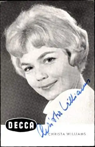 Ak Sängerin Christa Williams, Portrait, Decca Schallplatten, Autogramm