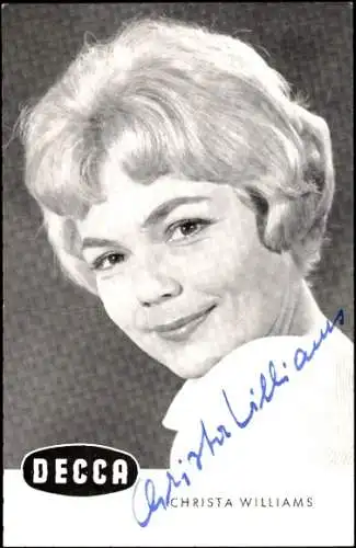 Ak Sängerin Christa Williams, Portrait, Decca Schallplatten, Autogramm