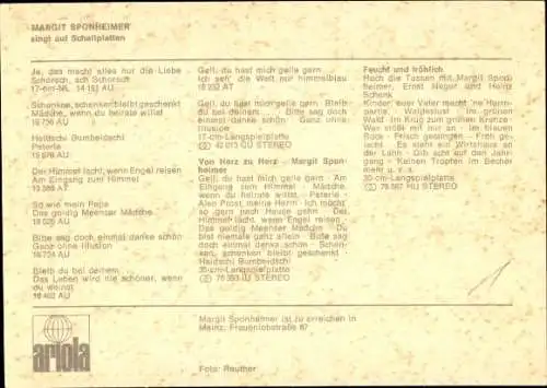 AK Sängerin Margit Sponheimer, Portrait, Autogramm