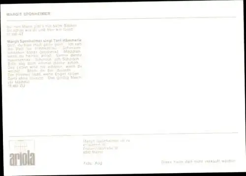 AK Schauspielerin Margit Sponheimer, Portrait, Autogramm