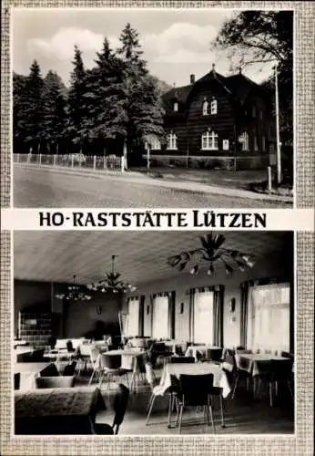 Ak Lützen im Burgenlandkreis, HO-Raststätte, Außenansicht, Speisesaal