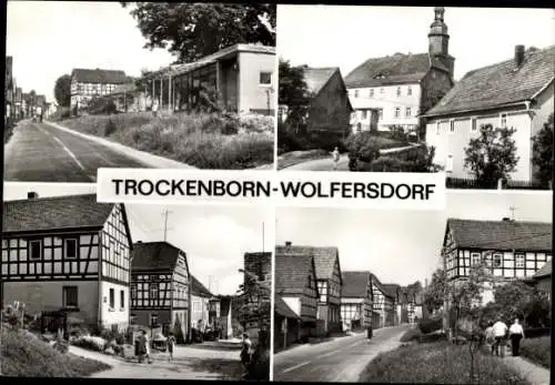 Ak Trockenborn Wolfersdorf in Thüringen, Straßenpartien, Kirche, Fachwerkhäuser