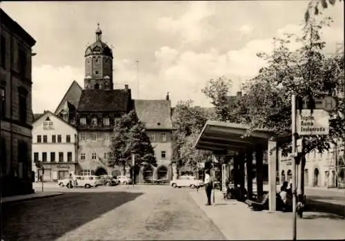 Ak Neustadt an der Orla Thüringen, Marktplatz, Haltestelle