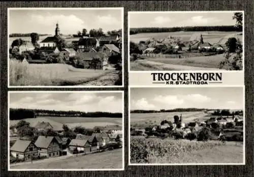 Ak Trockenborn Wolfersdorf in Thüringen, Teilansichten, Fachwerkhäuser, Kirche