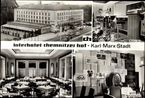 Ak Karl Marx Stadt Chemnitz in Sachsen, Interhotel Chemnitzer Hof, Mokka Bar, Weinrestaurant